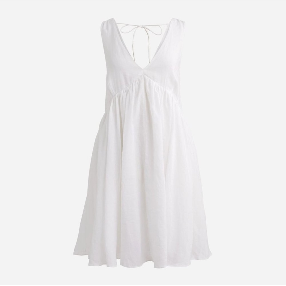 J Crew Double V Neck Ramie Cotton Sleeveless Dress M - Picture 3 of 17